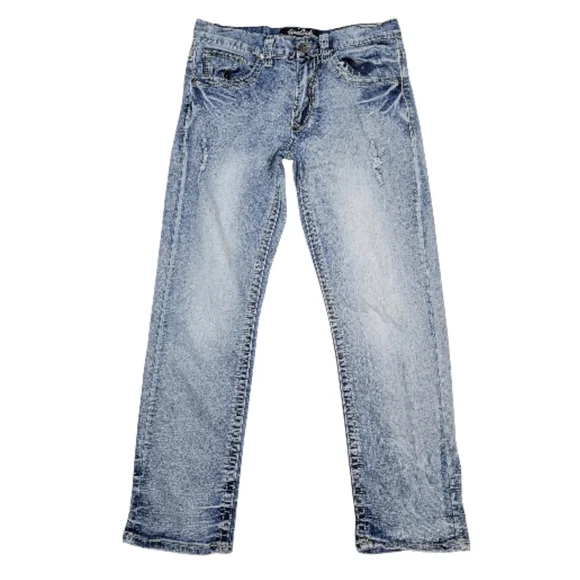 True Luck Men's Miles Straight Distressed Jeans Size 30/30 Casual Acid Wash - Picture 1 of 13